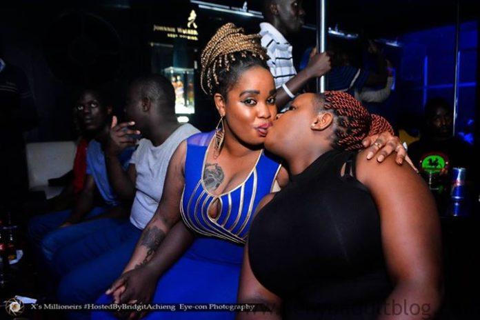 bridget achieng kissing a girl in nightclub
