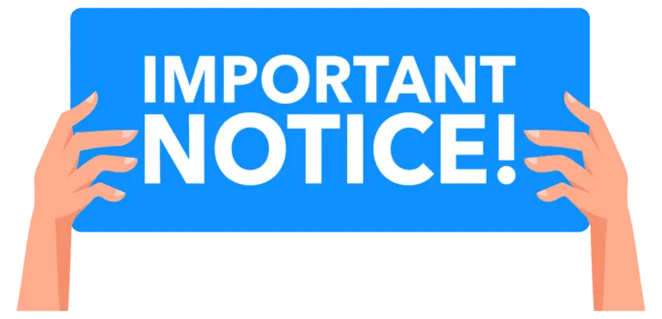 Important notice Important notice