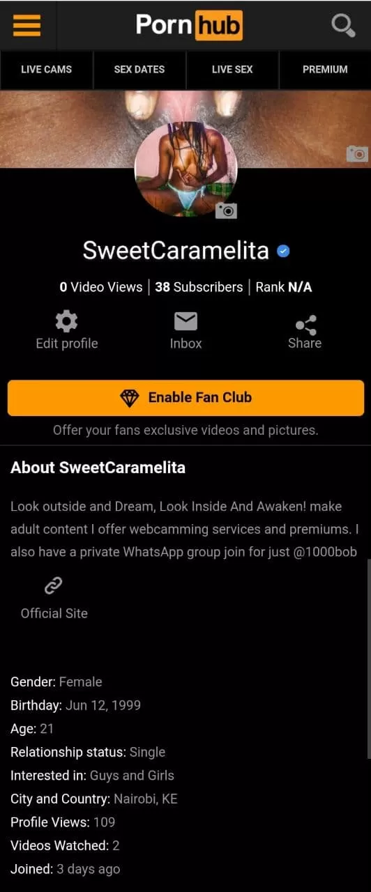 Caramelita PornHub Account