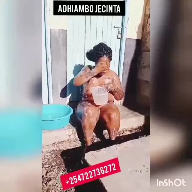 Jecinta Bathing Naked Outside